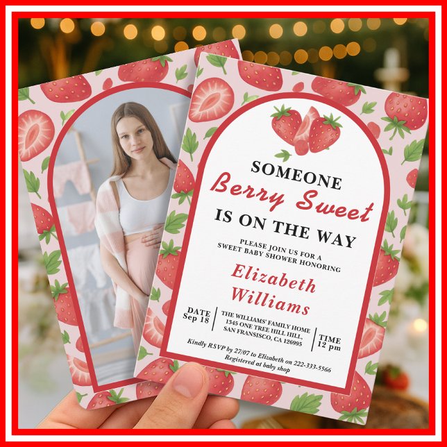 Berry Sweet Strawberry Baby Shower | PHOTO Invitation (Creator Uploaded)