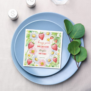 Berry sweet strawberry baby shower printed napkin