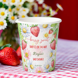 Berry sweet strawberry baby shower printed paper cups