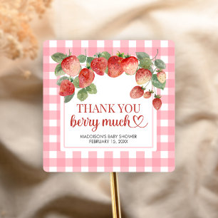 Berry Sweet Strawberry Baby Shower Square Sticker