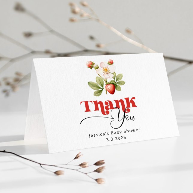 Berry sweet Strawberry baby shower thank you Card (Creator Uploaded)
