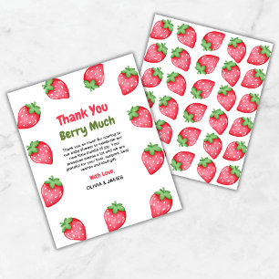 Berry Sweet Strawberry Baby Shower Thank You Card