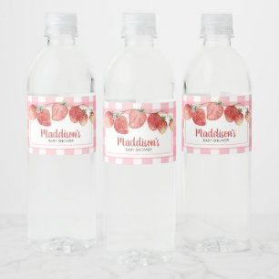 Berry Sweet Strawberry Baby Shower Water Bottle Label