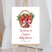 Berry Sweet Strawberry Baby Shower Welcome Sign