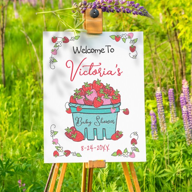 Berry Sweet Strawberry Baby Shower welcome sign (Creator Uploaded)