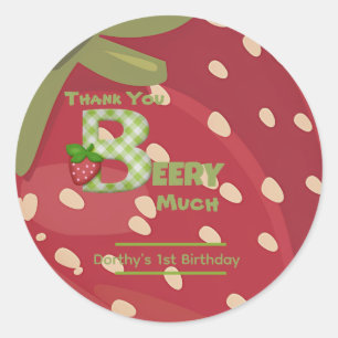 Berry Sweet Strawberry Birthday  Classic Round Sticker