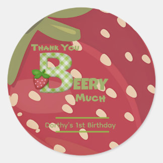Berry Sweet Strawberry Birthday  Classic Round Sticker