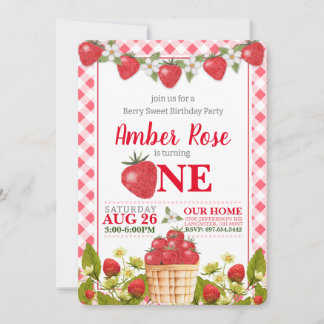 Berry Sweet Strawberry Birthday Invitation
