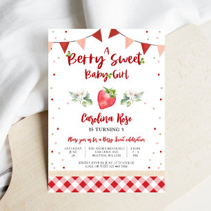 Berry Sweet Strawberry Birthday Invitation