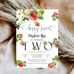 Berry Sweet Strawberry Birthday Invitation
