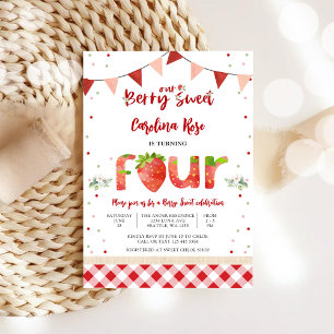 Berry Sweet Strawberry Birthday Invitation