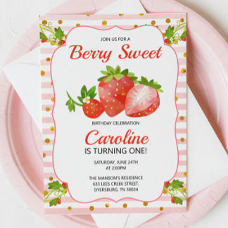 Berry Sweet Strawberry Birthday Invitation