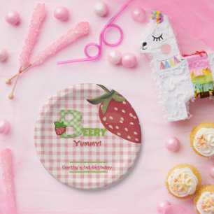 Berry Sweet Strawberry Birthday Paper Plate