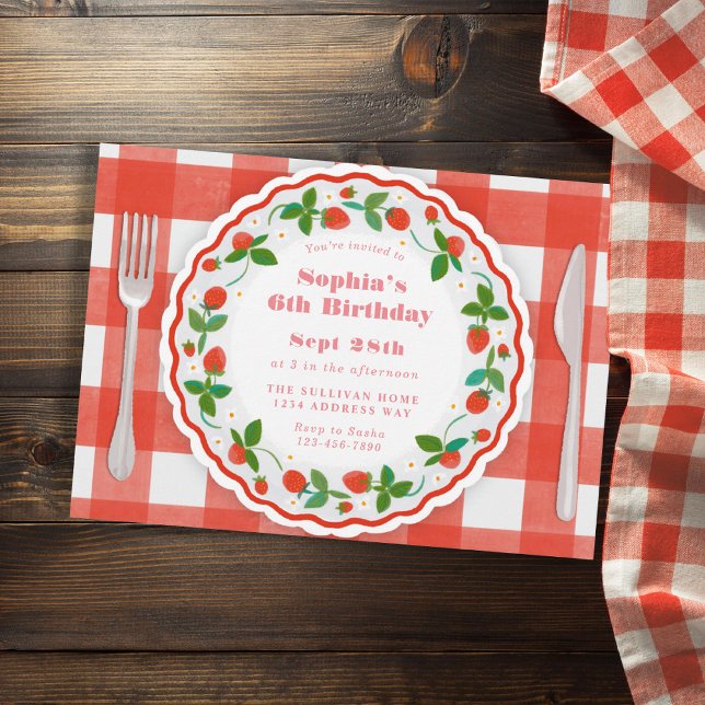 Berry sweet strawberry birthday party invitation (Creator Uploaded)