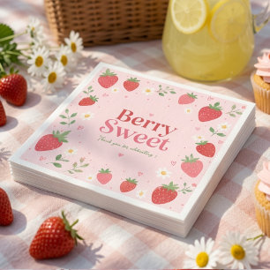 Berry Sweet Strawberry Birthday Personalised Napkin