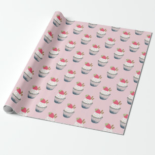 berry sweet strawberry birthday wrapping paper
