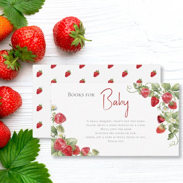 Berry Sweet Strawberry Books for Baby Shower Enclosure Card (Creator Uploaded)