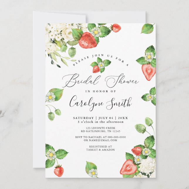 Berry Sweet Strawberry Bridal Shower Invitation (Front)