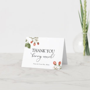 Berry Sweet Strawberry Bridal Shower Thank You  Card