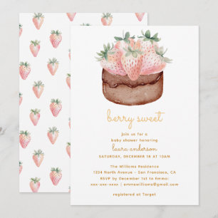 Berry Sweet Strawberry Cupcake Baby Shower Invitation