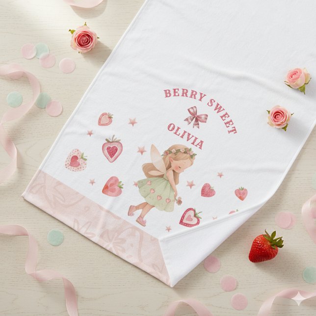 Berry Sweet Strawberry Fairy Girls Birthday Gift Bath Towel (Creator Uploaded)