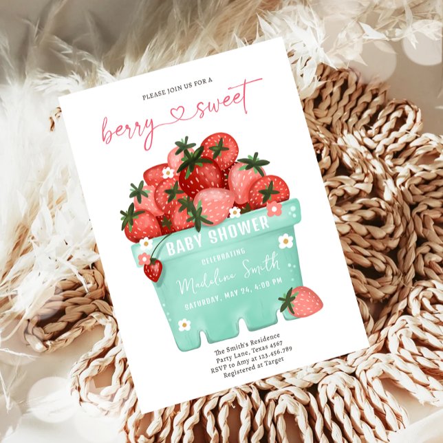 Berry Sweet Strawberry Farmers Market Baby Shower Invitation (Creator Uploaded)