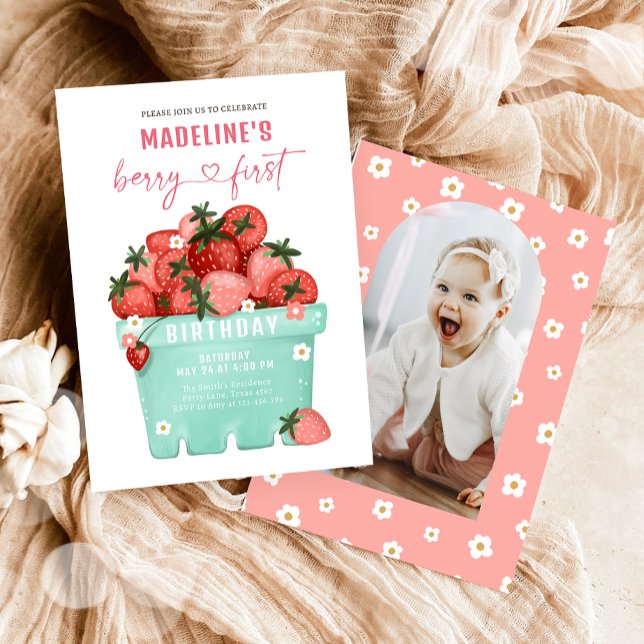 Berry Sweet Strawberry Farmers Market Birthday Invitation (Creator Uploaded)