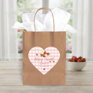 Berry Sweet Strawberry Favour Gift 1st Birthday  Heart Sticker