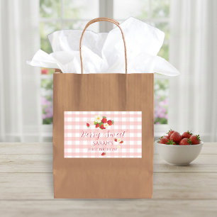 Berry Sweet Strawberry Favour Gift 1st Birthday Rectangular Sticker
