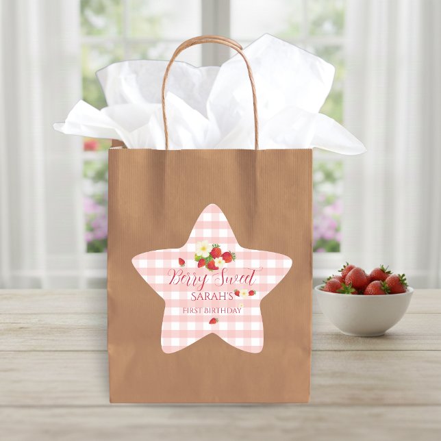 Berry Sweet Strawberry Favour Gift 1st Birthday  Star Sticker (Berry Sweet Strawberry Favor Gift 1st Birthday Star Sticker)