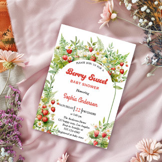 Berry Sweet Strawberry | Floral Baby Shower Invitation