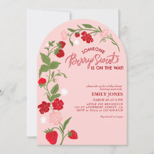 Berry Sweet Strawberry floral Baby Shower Invitation