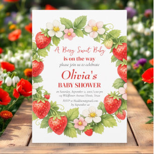 Berry Sweet Strawberry Fruit Baby Shower Invitation