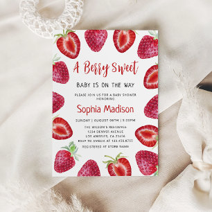 Berry Sweet   Strawberry Fruits Baby Shower Invitation