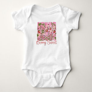 Berry Sweet Strawberry Garden Watercolor Floral Baby Bodysuit