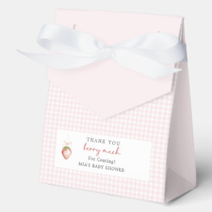 Berry Sweet Strawberry Gingham Baby Shower Favour Box