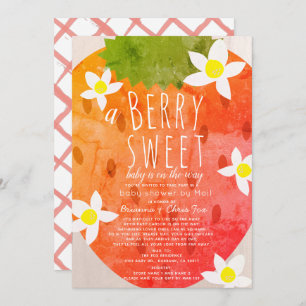 Berry Sweet Strawberry Girl Baby Shower by Mail Invitation