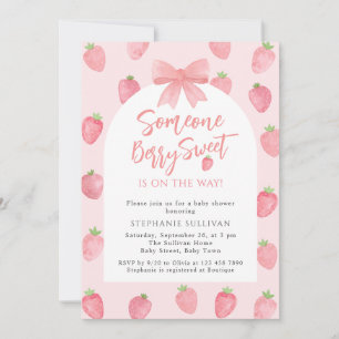 Berry Sweet Strawberry Girl Baby Shower Invitation
