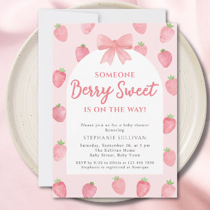 Berry Sweet Strawberry Girl Baby Shower Invitation