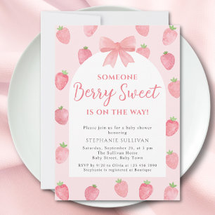Berry Sweet Strawberry Girl Baby Shower  Invitation