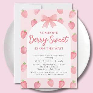 Berry Sweet Strawberry Girl Baby Shower  Invitation