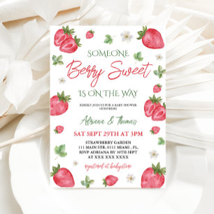 Berry Sweet Strawberry Girl Baby Shower  Invitation