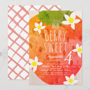 Berry Sweet Strawberry Girl Birthday Invitation