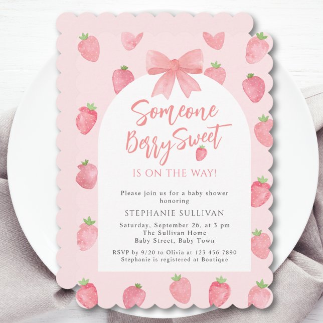 Berry Sweet Strawberry Girl's Baby Shower Invitation (Creator Uploaded)