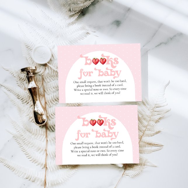 Berry Sweet Strawberry Heart Girl Baby Shower   Enclosure Card (Creator Uploaded)