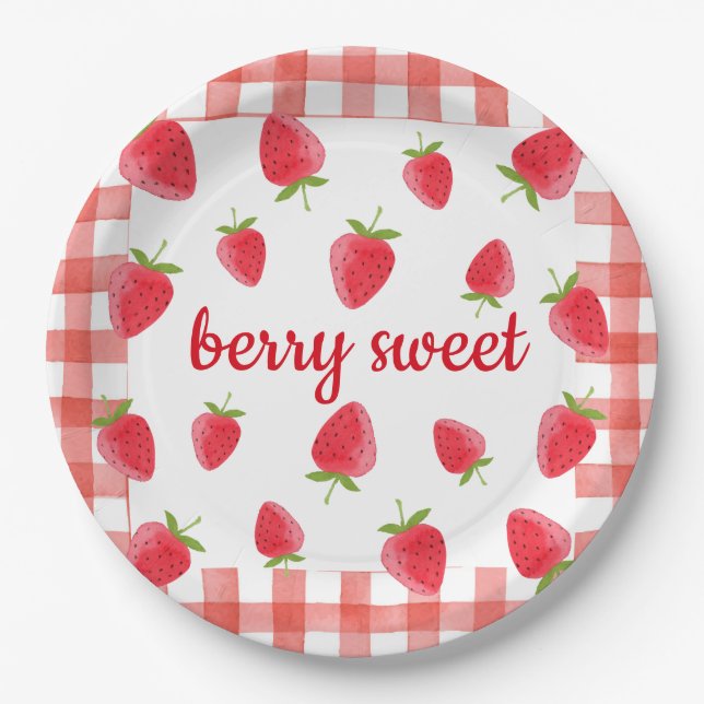 Berry Sweet Strawberry Party Napkin Paper Plate (Front)