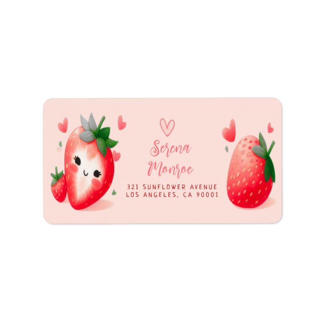 Berry Sweet Strawberry Party Return Address Label (Front)