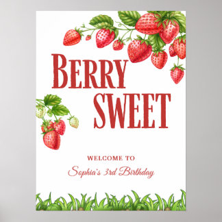 Berry Sweet Strawberry Party Welcome Sign