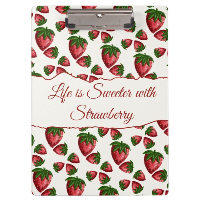 Berry Sweet Strawberry Pattern Clipboard (Front)
