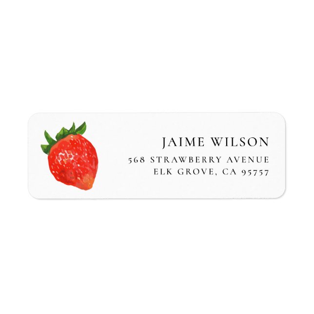 Berry Sweet Strawberry Personalised Return Address Label (Front)